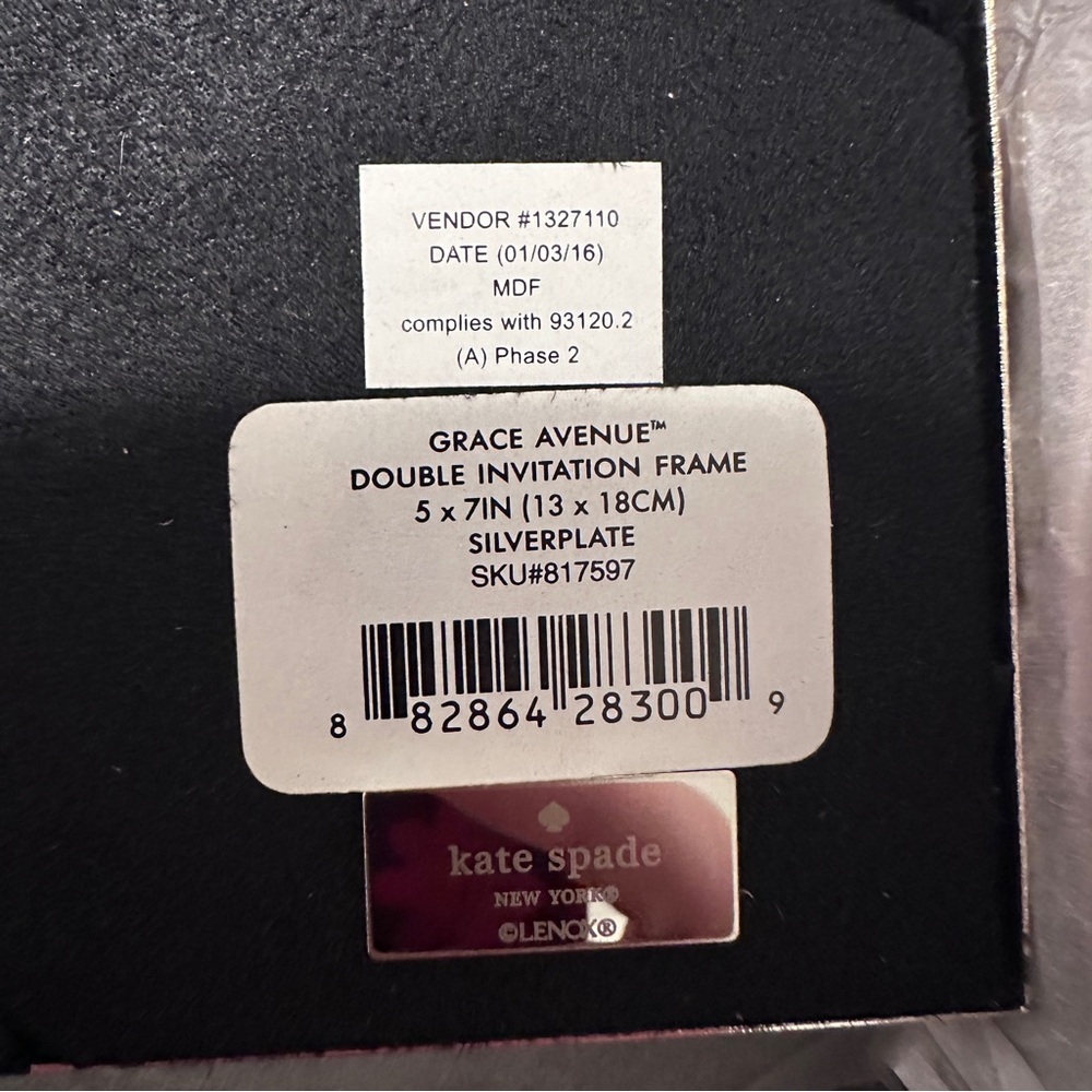 Kate Spade Grace Avenue Double Invitation Frame 5 x 7 Inch Silverplate Like New - Picture 7 of 9